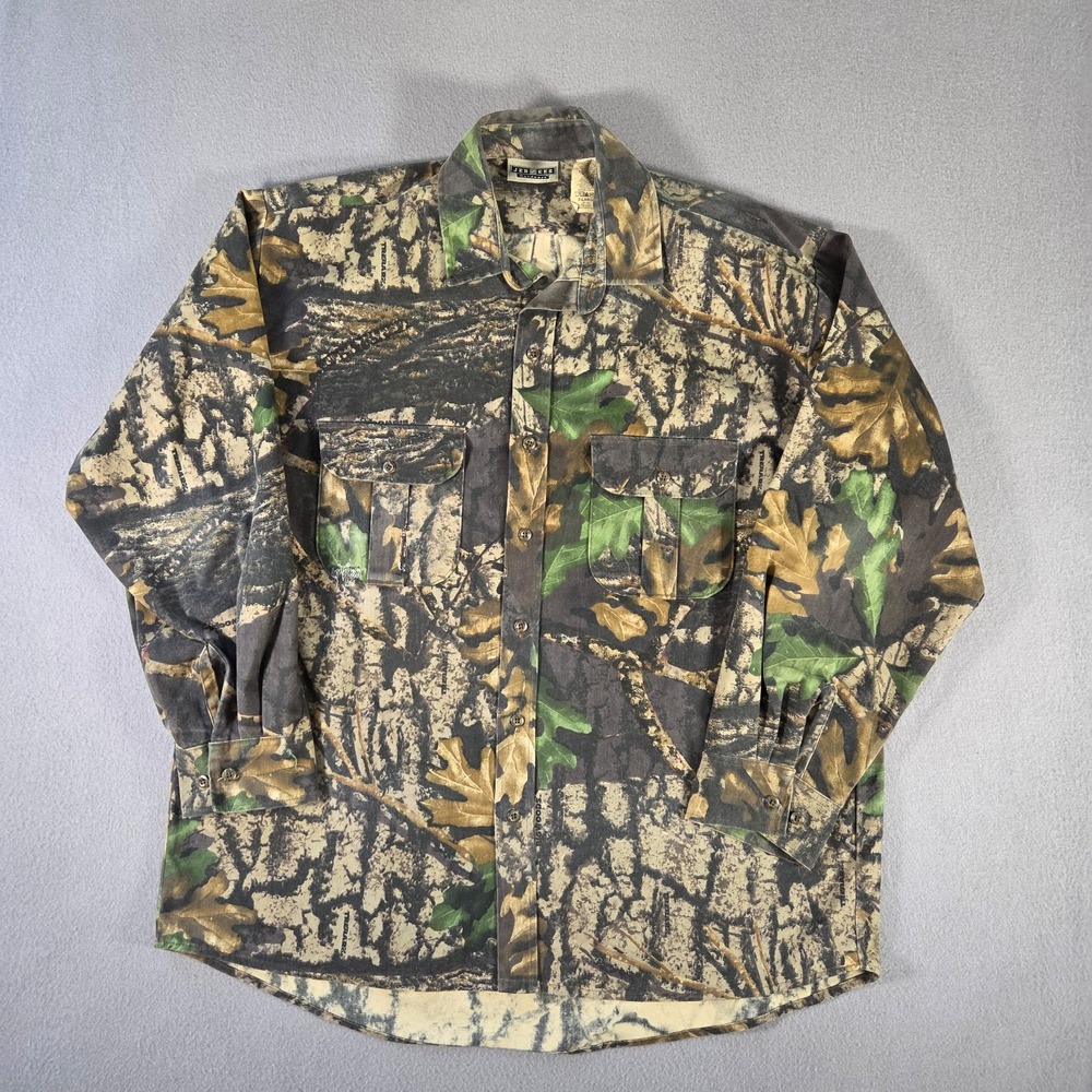 Jerzees Outdoors Shirt Mens XL Trebark Camo Hunting Button Up Long Sleeve
